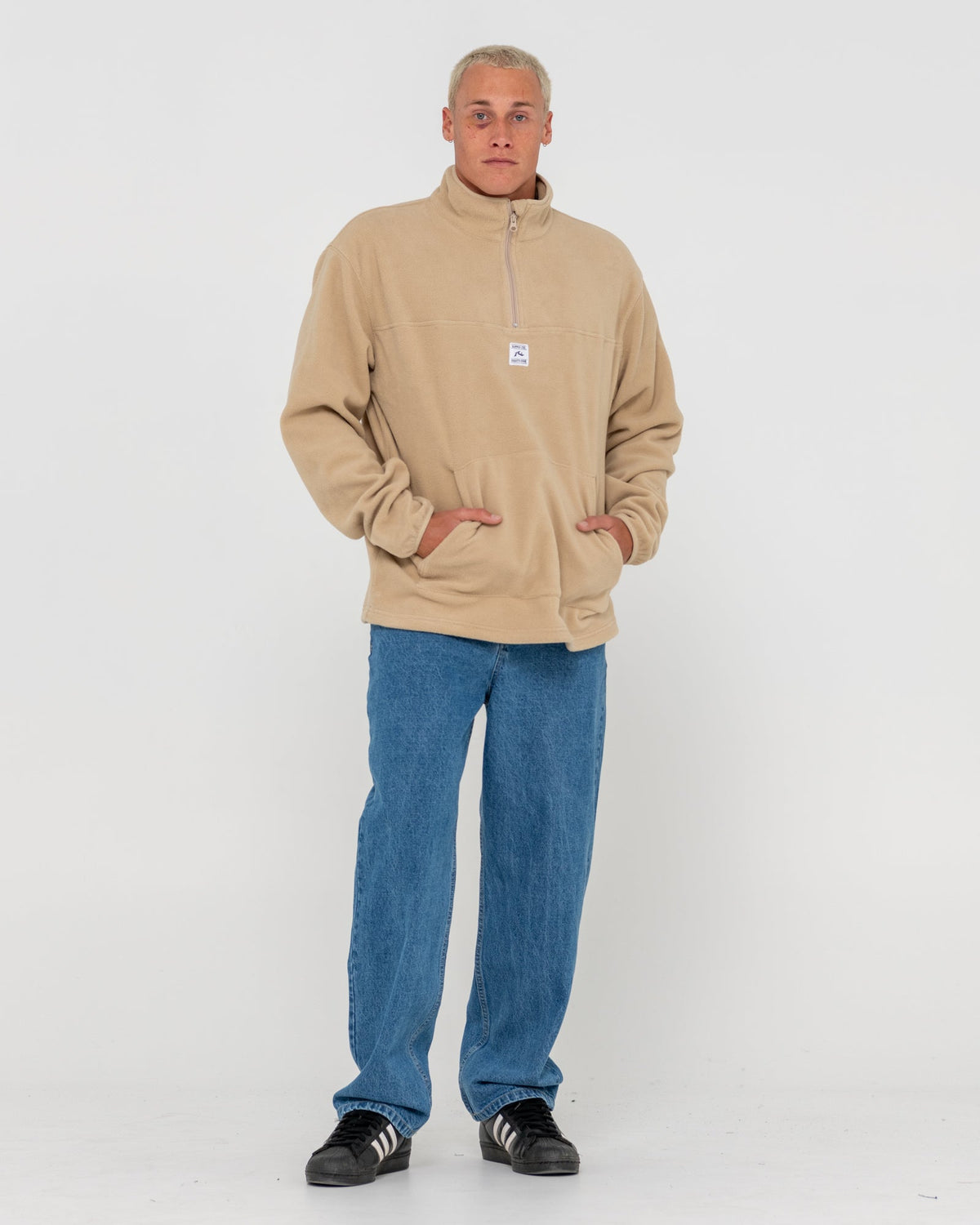 Rusty Core Division Polar Fleece Quarter Zip - Abbey Stone (view 5)
