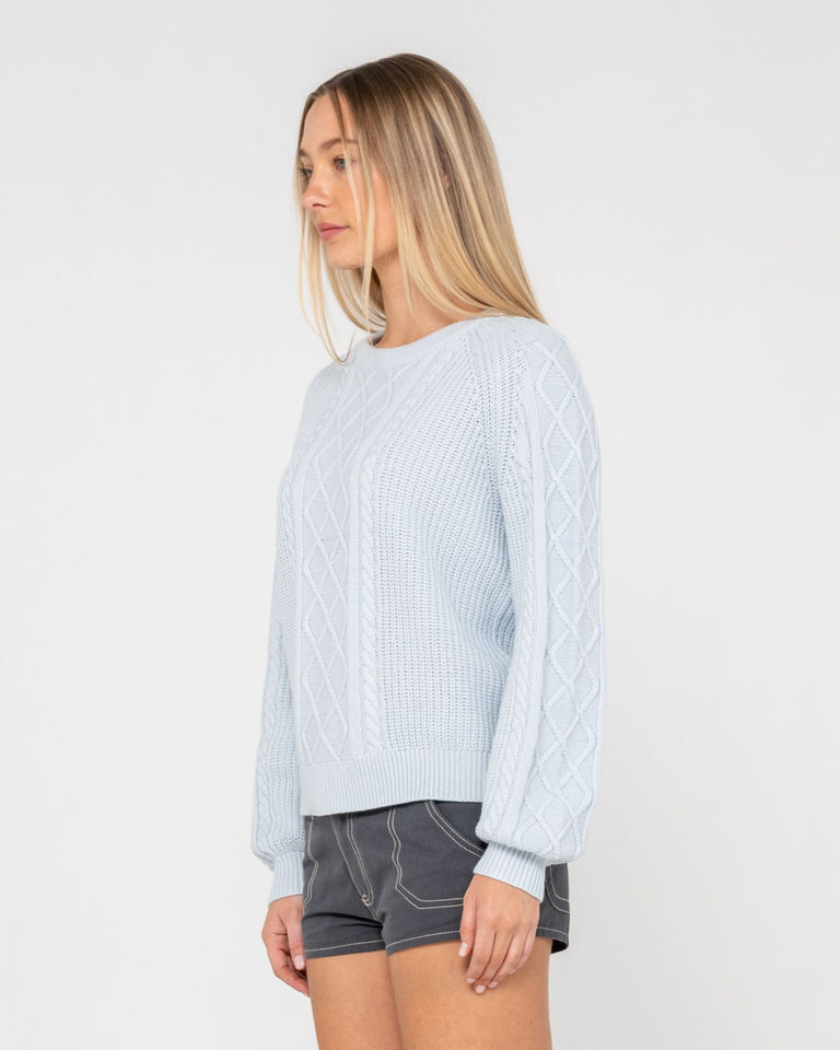 Rusty Two Tales Knitted Crew - Retro Blue (view 4)