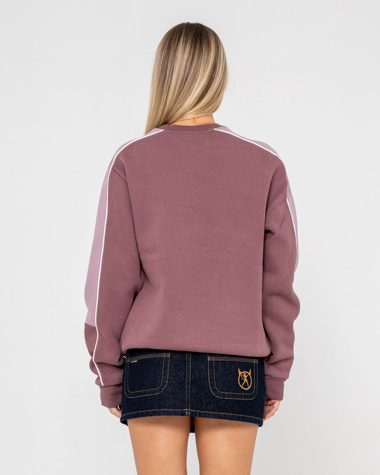 Rusty Two Timer Panelled Crew Fleece - Cadet / Elderberry (view 3)