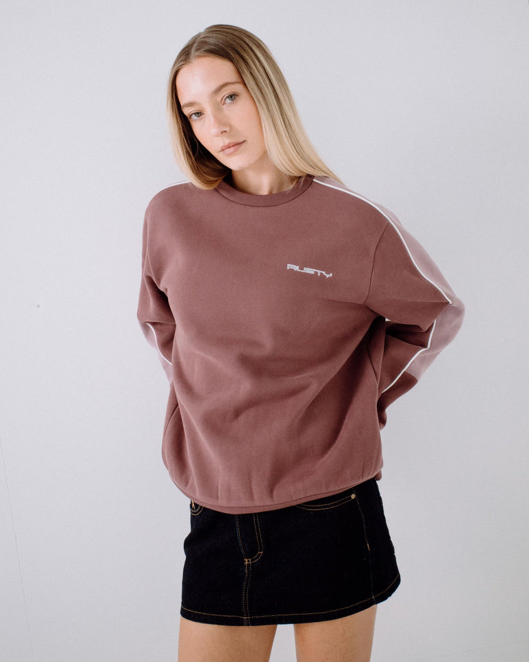Rusty Two Timer Panelled Crew Fleece - Cadet / Elderberry (view 5)