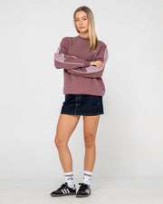 Two Timer Panelled Crew Fleece - Cadet / Elderberry - Catani Clothing