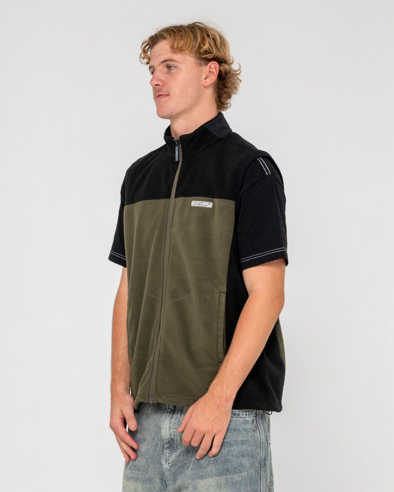 Rusty On The Run Tech Fleece Vest - Army Green (view 4)