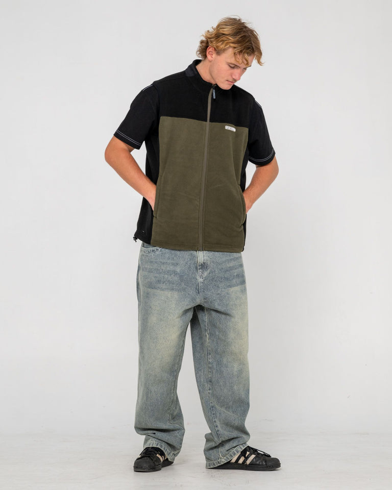 Rusty On The Run Tech Fleece Vest - Army Green (view 7)