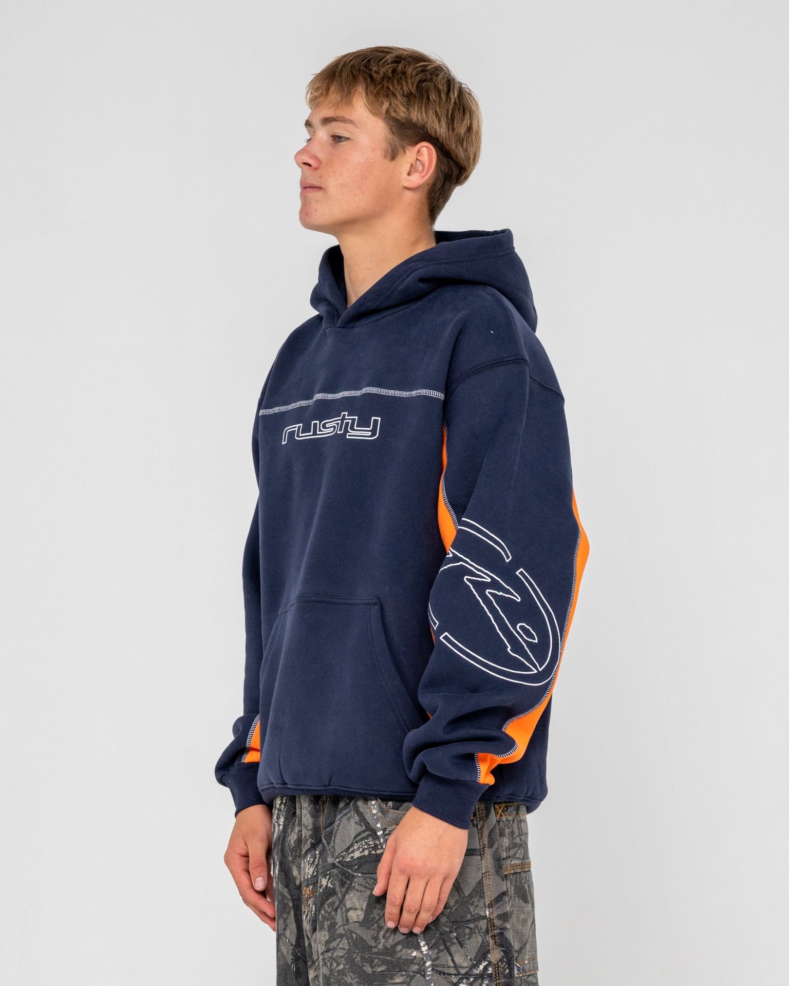 Rusty Titan Hooded Fleece - Navy Blue (view 4)