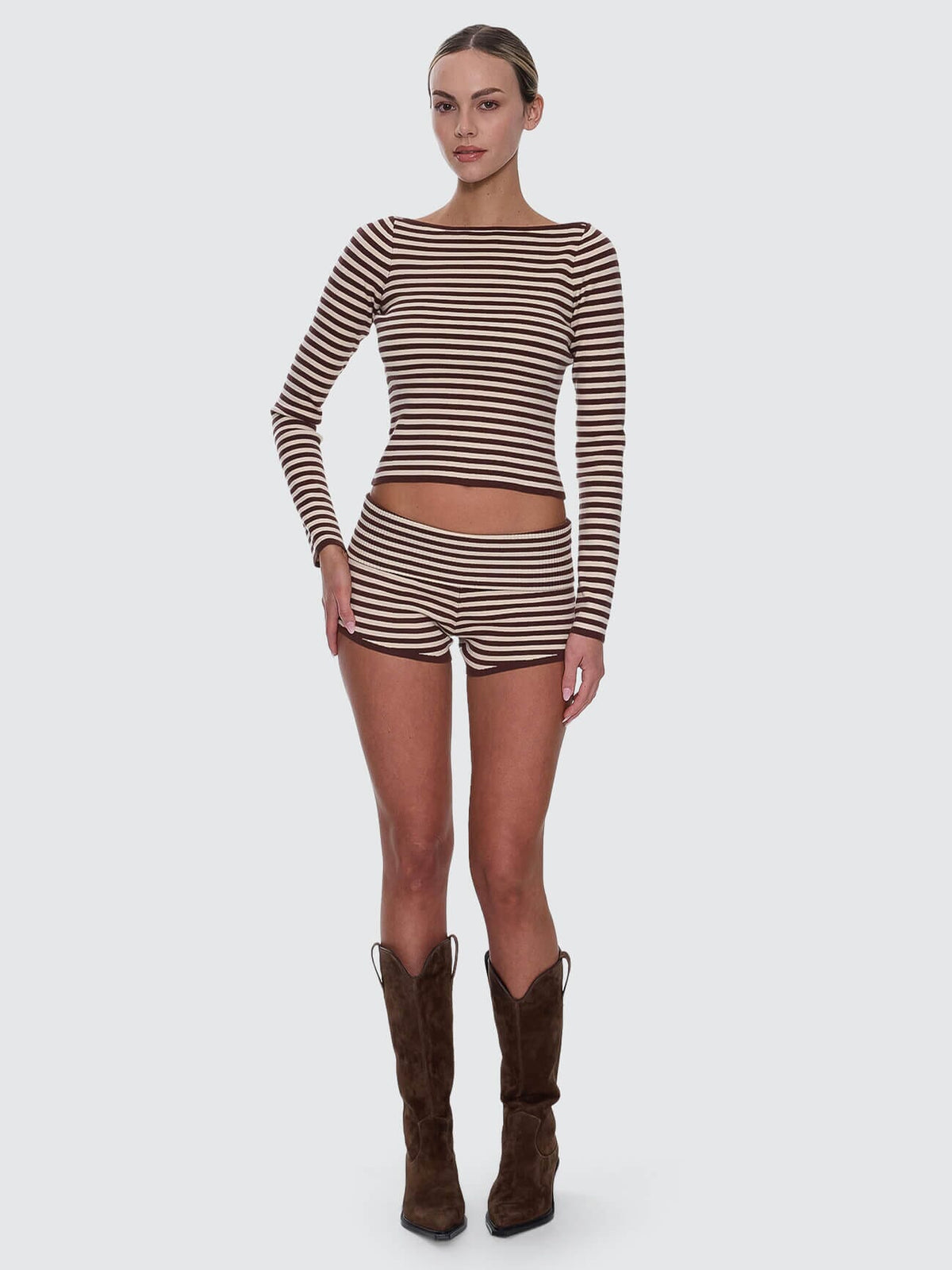 Walker Knit Long Sleeve Top - Butter Cream Stripe - Catani Clothing