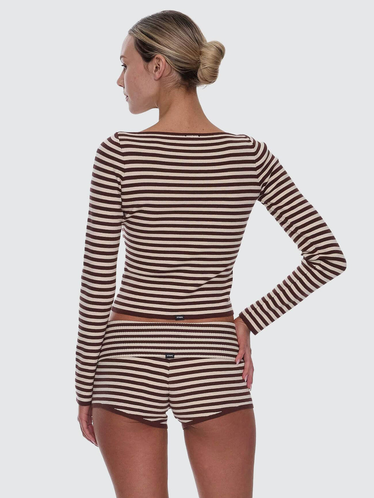Thrills Walker Knit Long Sleeve Top - Butter Cream Stripe (view 3)