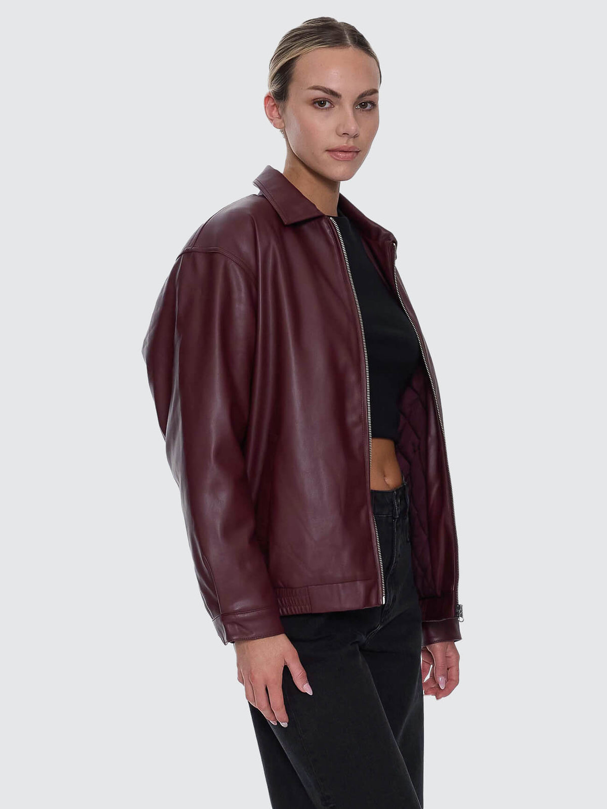 Thrills Elka Leather Jacket - New  Maroon (view 4)