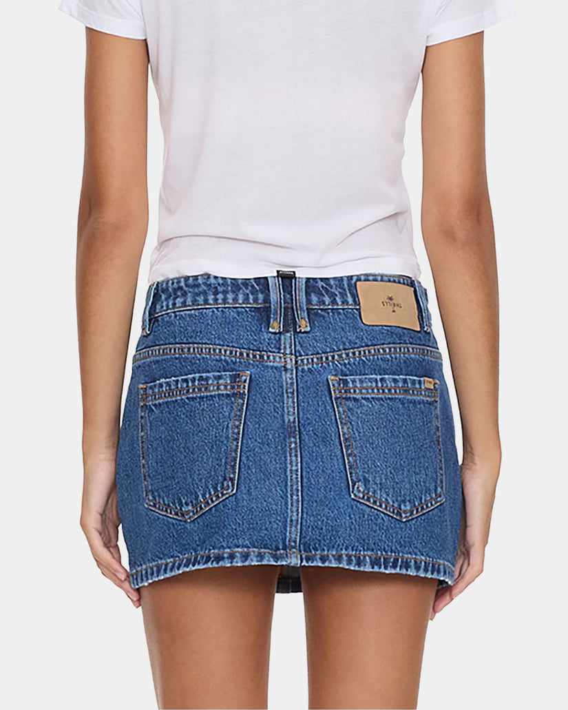 Thrills Carmen Mid Rise Micro Skirt - Deep Vintage Blue (view 3)