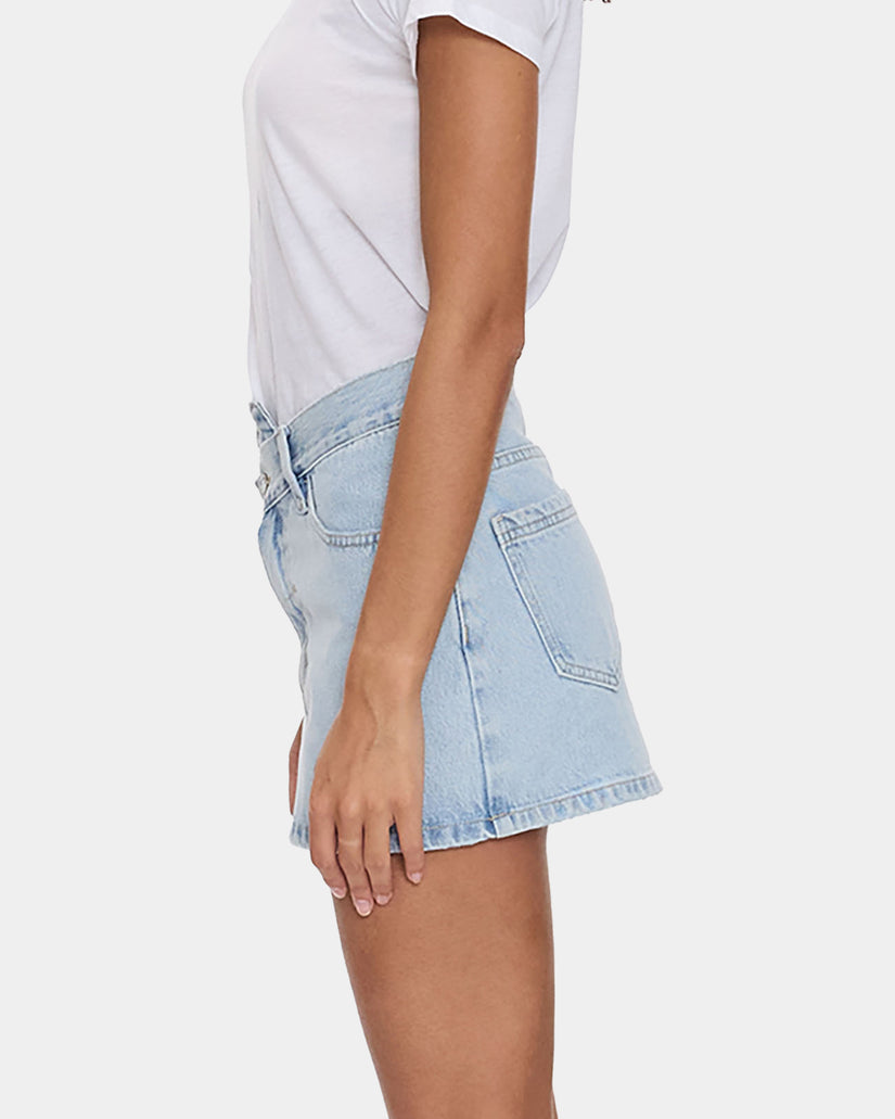 Kai Wrap Mid Rise Mini Skirt  - Serenity Blue