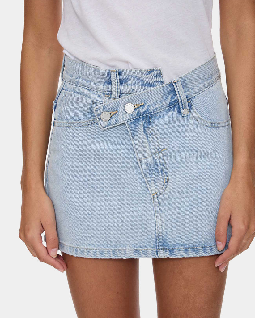 Kai Wrap Mid Rise Mini Skirt  - Serenity Blue