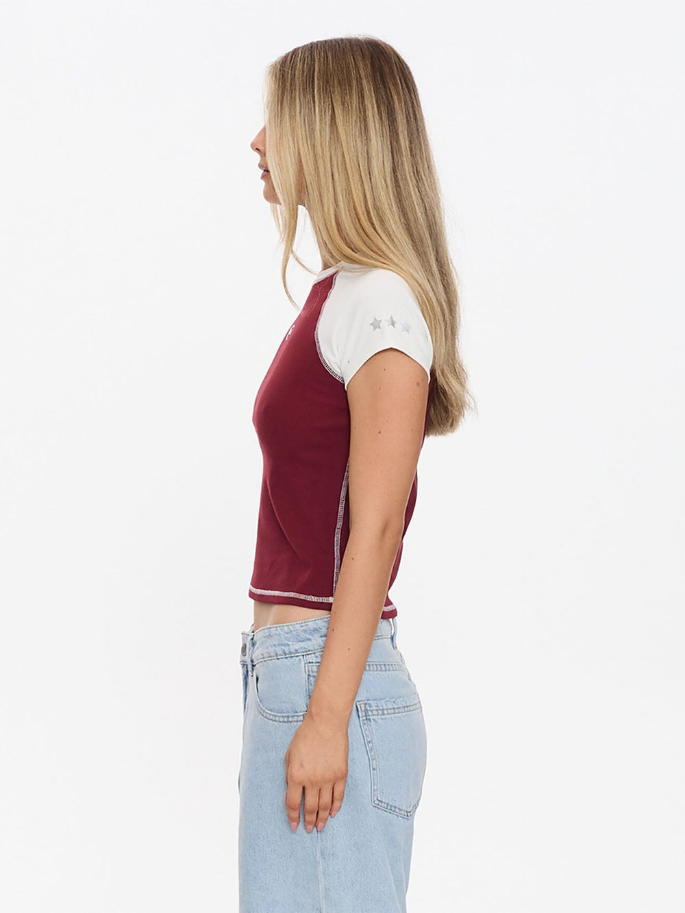 Playing For Keeps Raglan Club Tee - Garnet Red