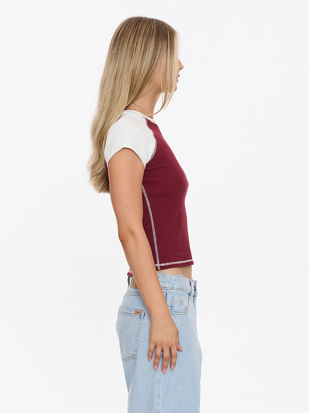 Playing For Keeps Raglan Club Tee - Garnet Red