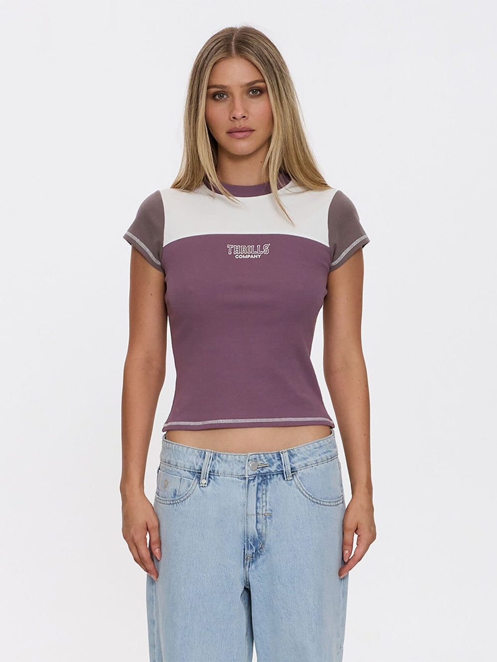 Thrills Break Point Panelled Club Tee - Vintage Mauve (view 3)
