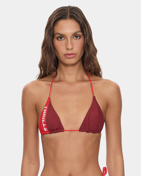 Flash Back String Bikini Top  - Garnet Red