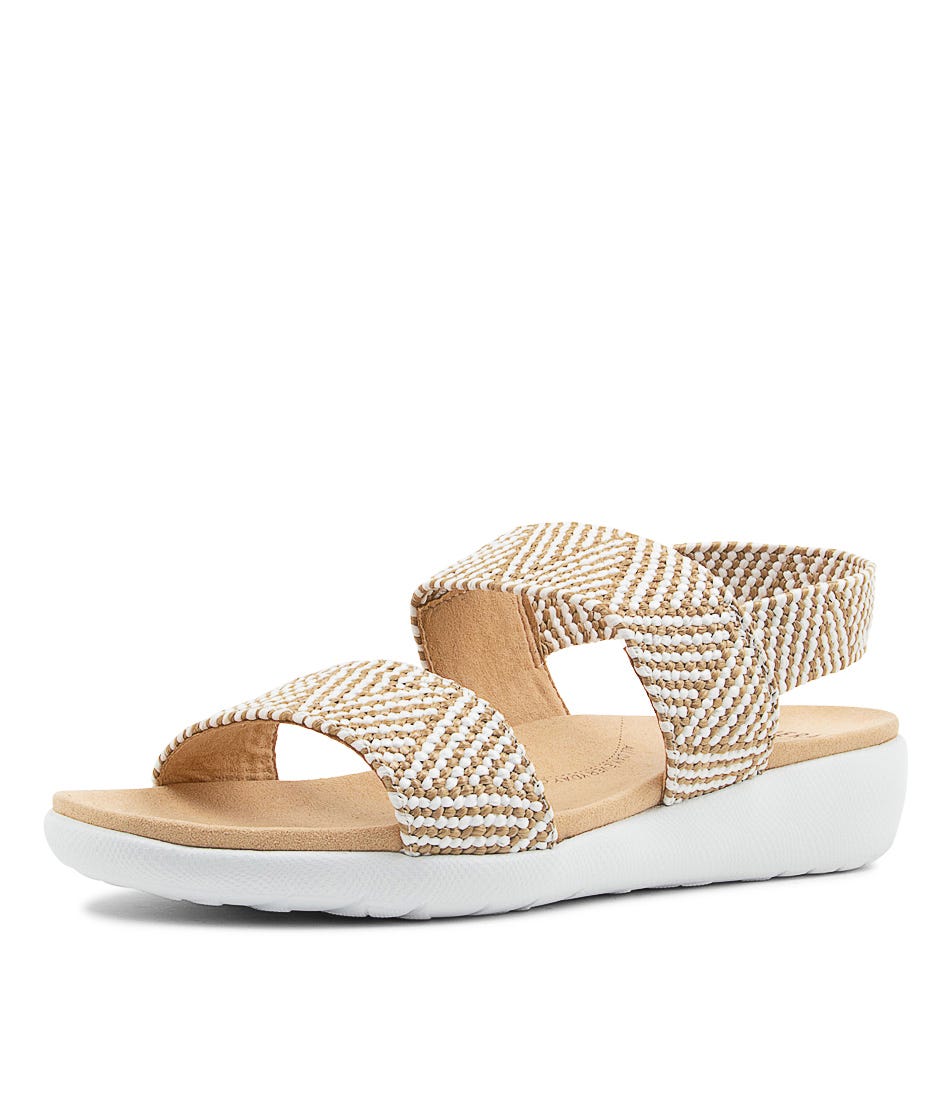 Usaid W Woven Elastic Sandals - Natural / White Sole