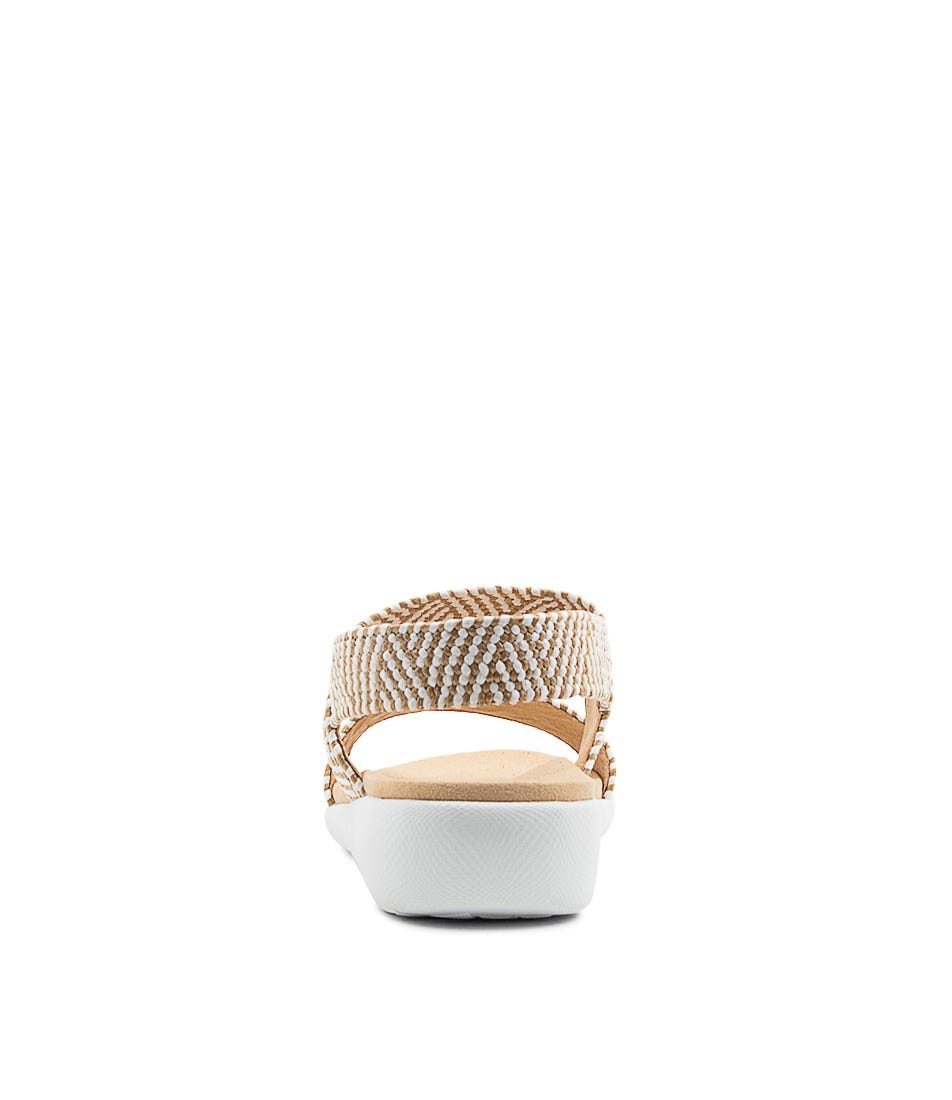 Usaid W Woven Elastic Sandals - Natural / White Sole