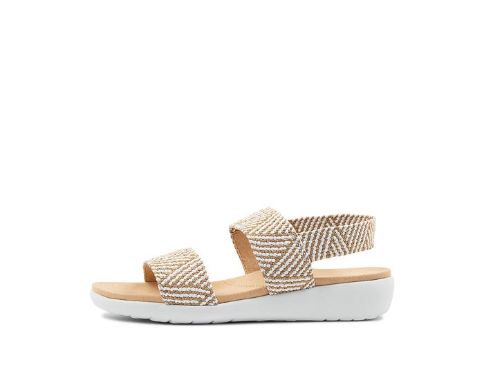 Usaid W Woven Elastic Sandals - Natural / White Sole