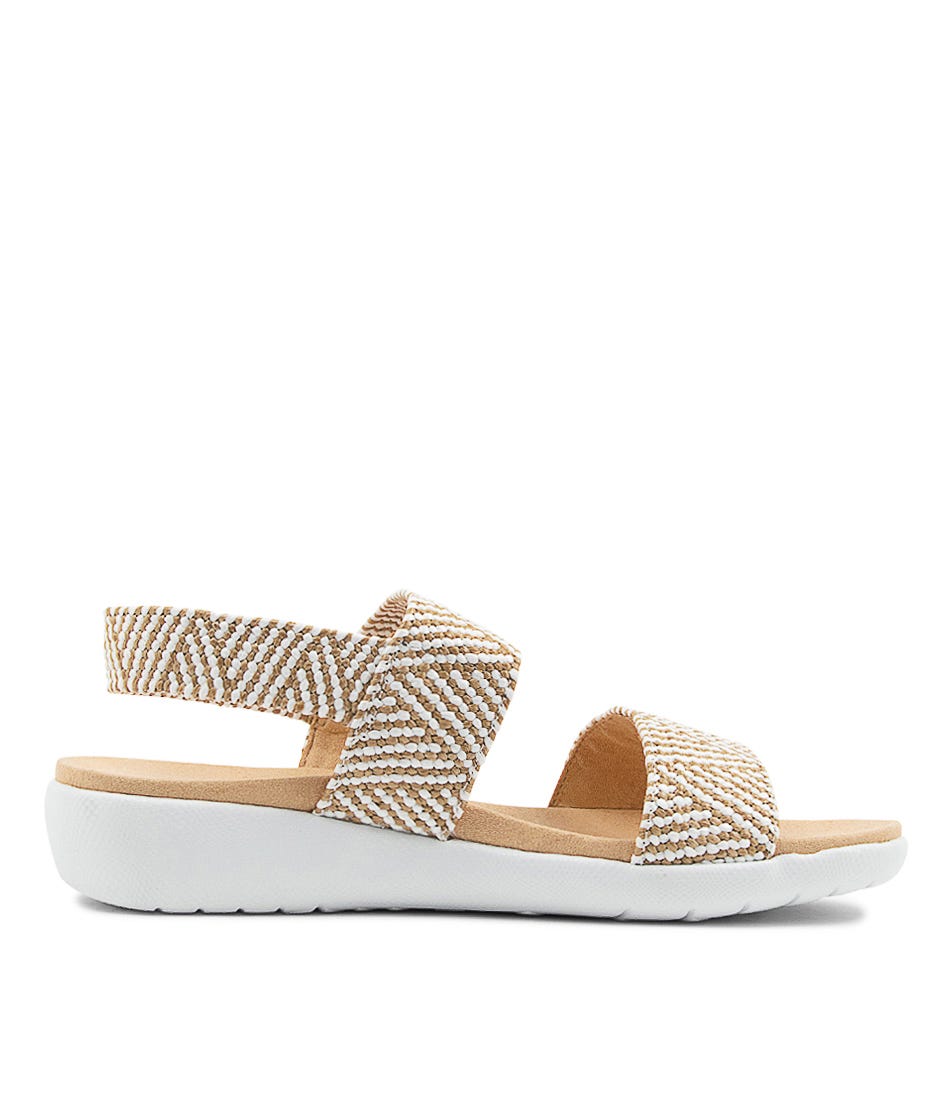 Usaid W Woven Elastic Sandals - Natural / White Sole