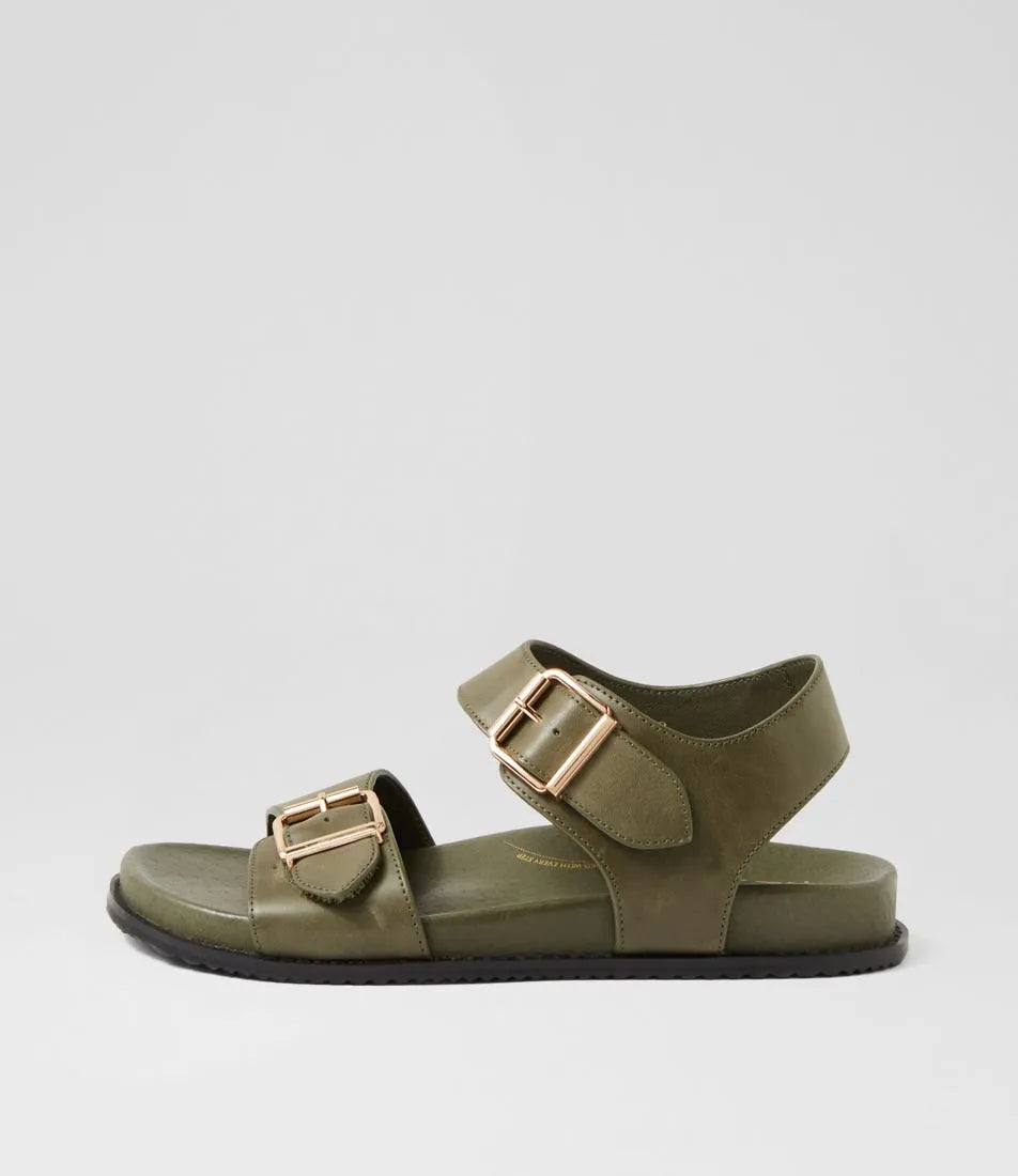 Hastice W Leather Sandal - Olive