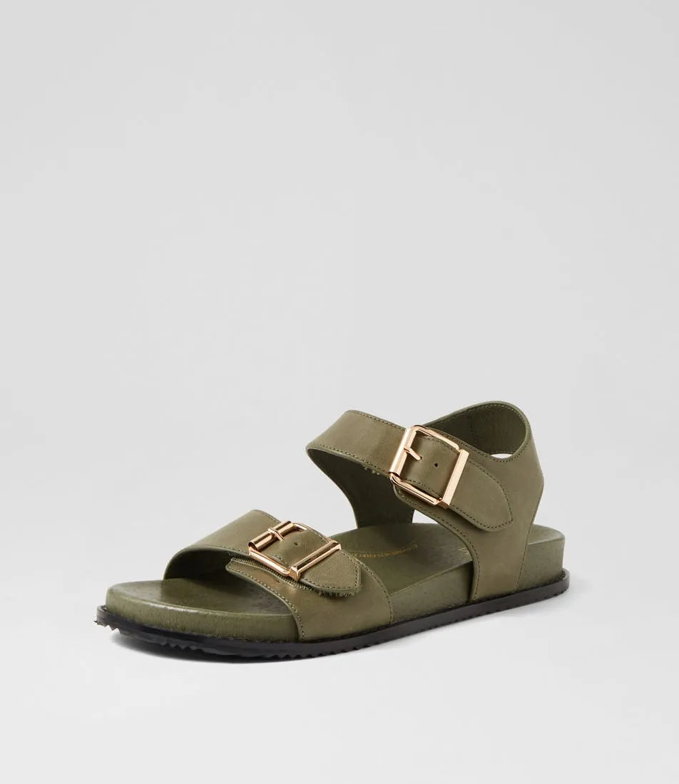 Hastice W Leather Sandal - Olive