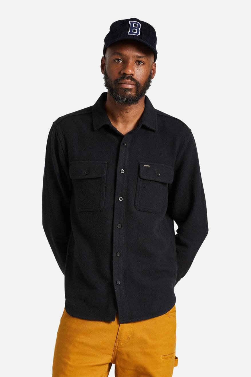 Bowery Textured Twill Overshirt - Black - Catani Clothing