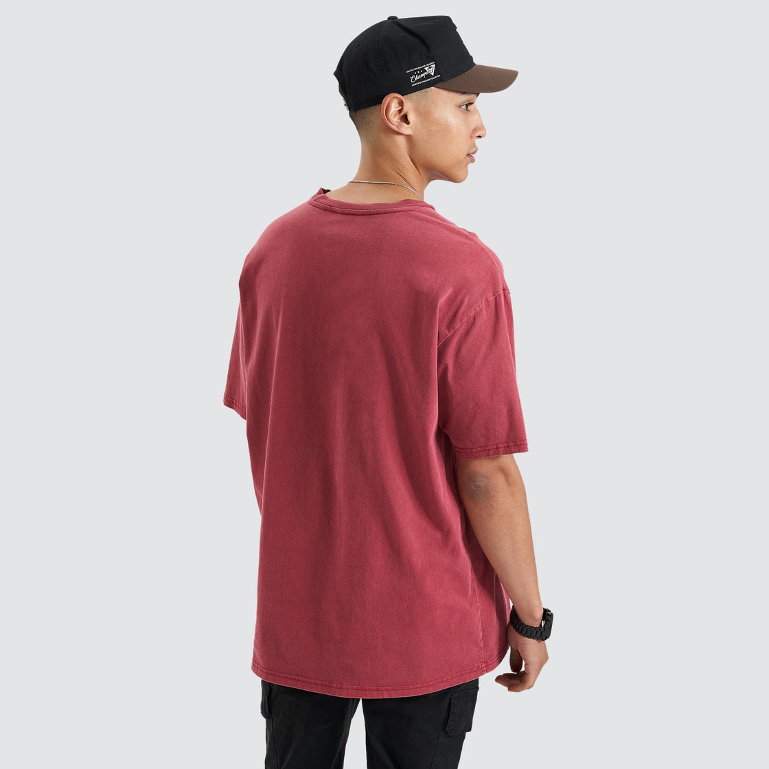 Agnus Box Fit Tee - Pigment Maroon - Catani Clothing