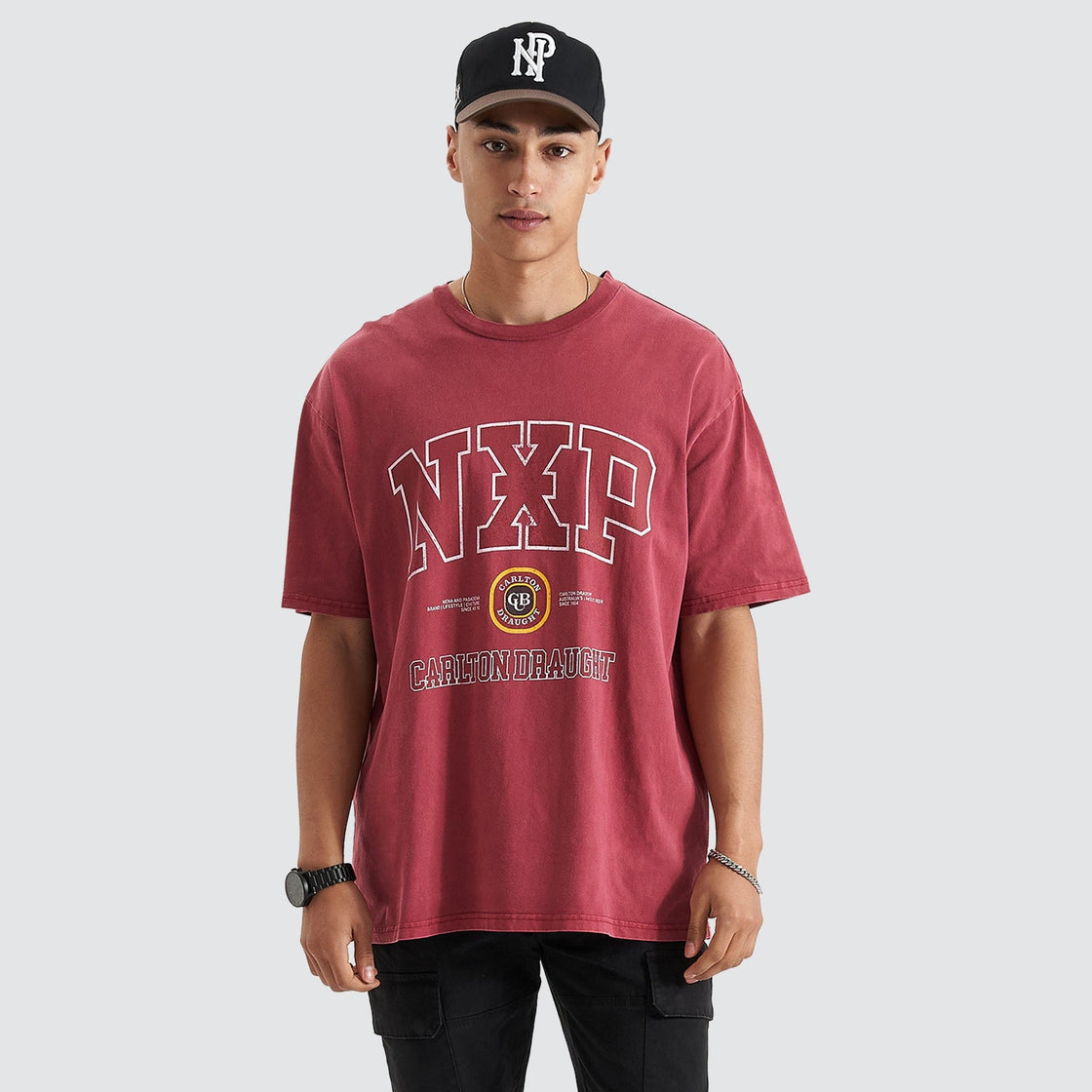 Agnus Box Fit Tee - Pigment Maroon - Catani Clothing