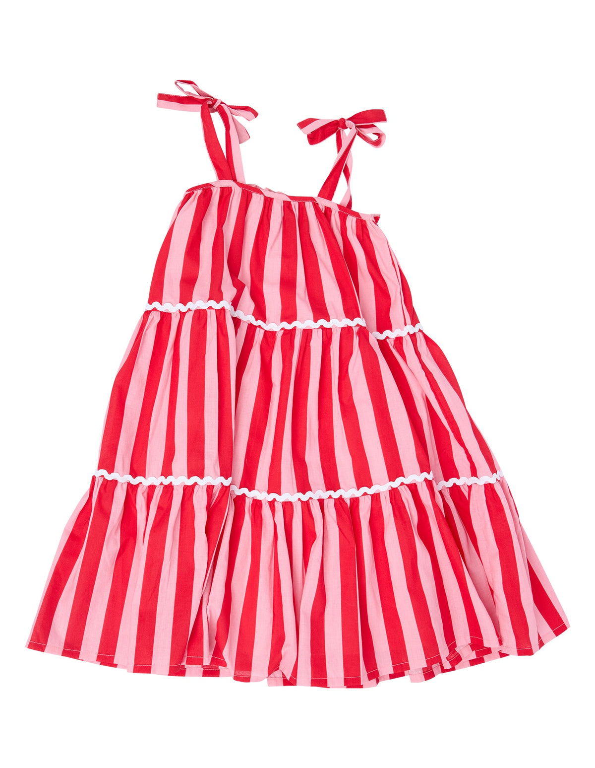 Eve Girl Amelia Stripe Dress in red and white stripe