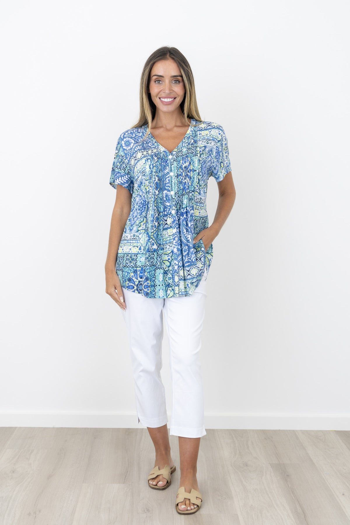 Renoma Bromley Armand Heritage Pintuck Shirt in multicoloured print