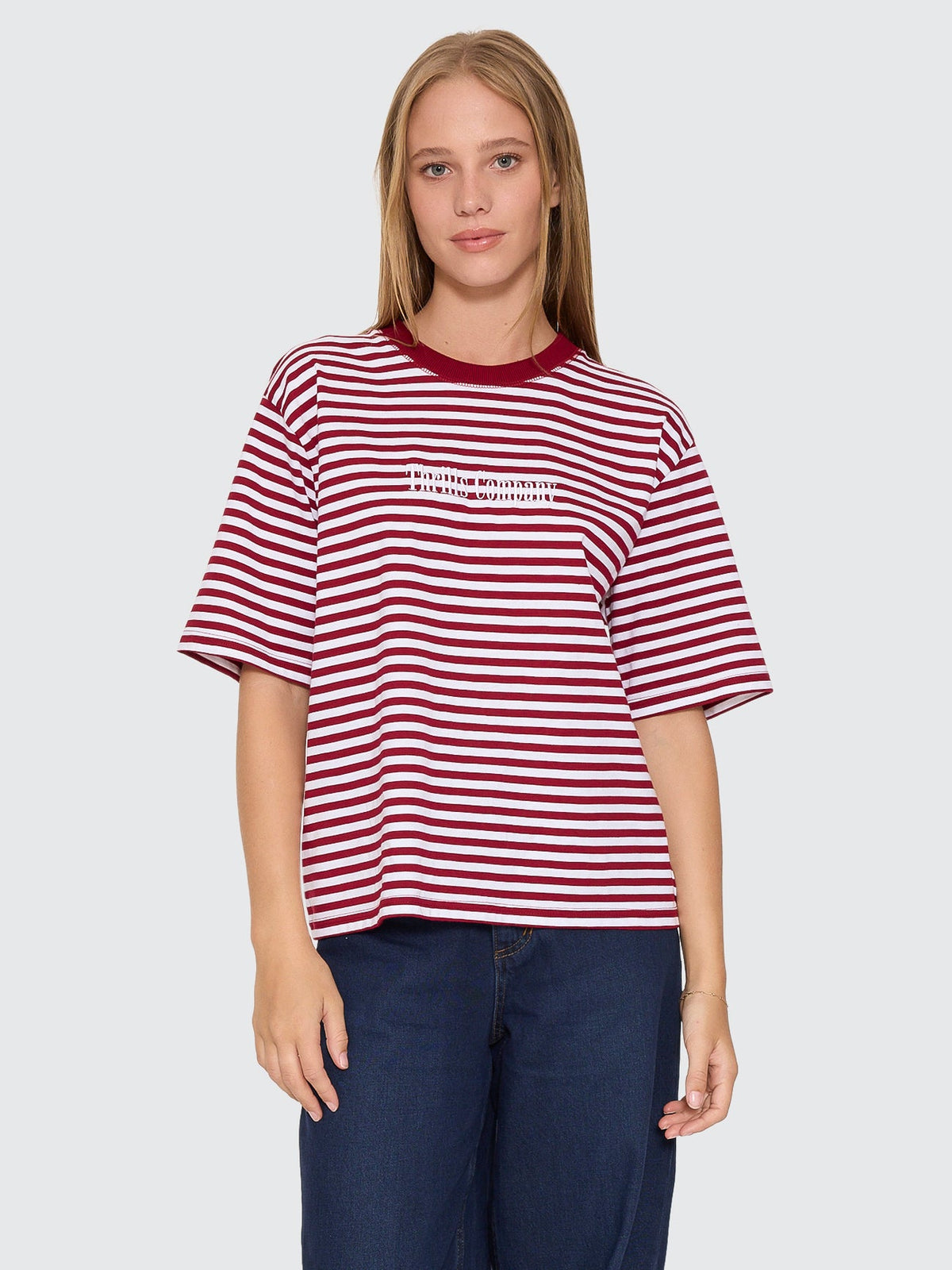 Thrills Primitive Stripe Boy Tee in sour cherry red and white stripe