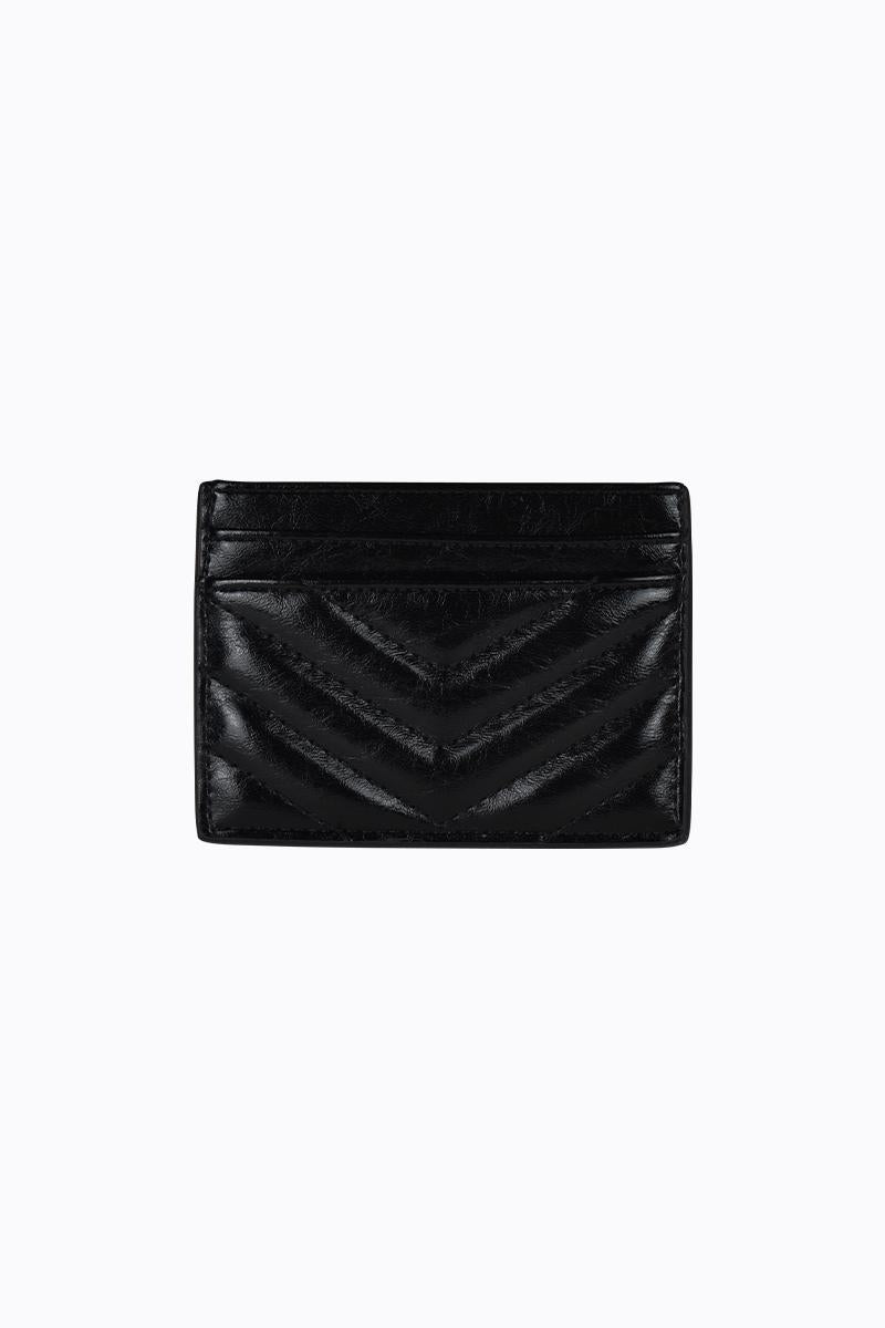 Peta + Jain Izzy Card Holder Black Quilt Crinkle Gold - back view
