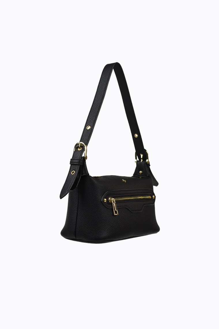 Luna Shoulder Bag - Black Pebble / Gold