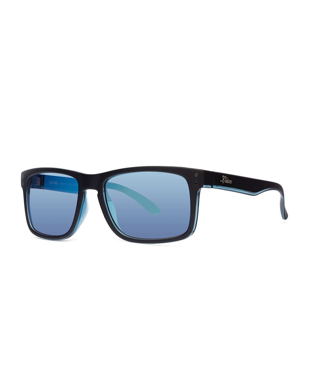 Liive Cheap Thrill sunglasses in matt black with blue mirror lens