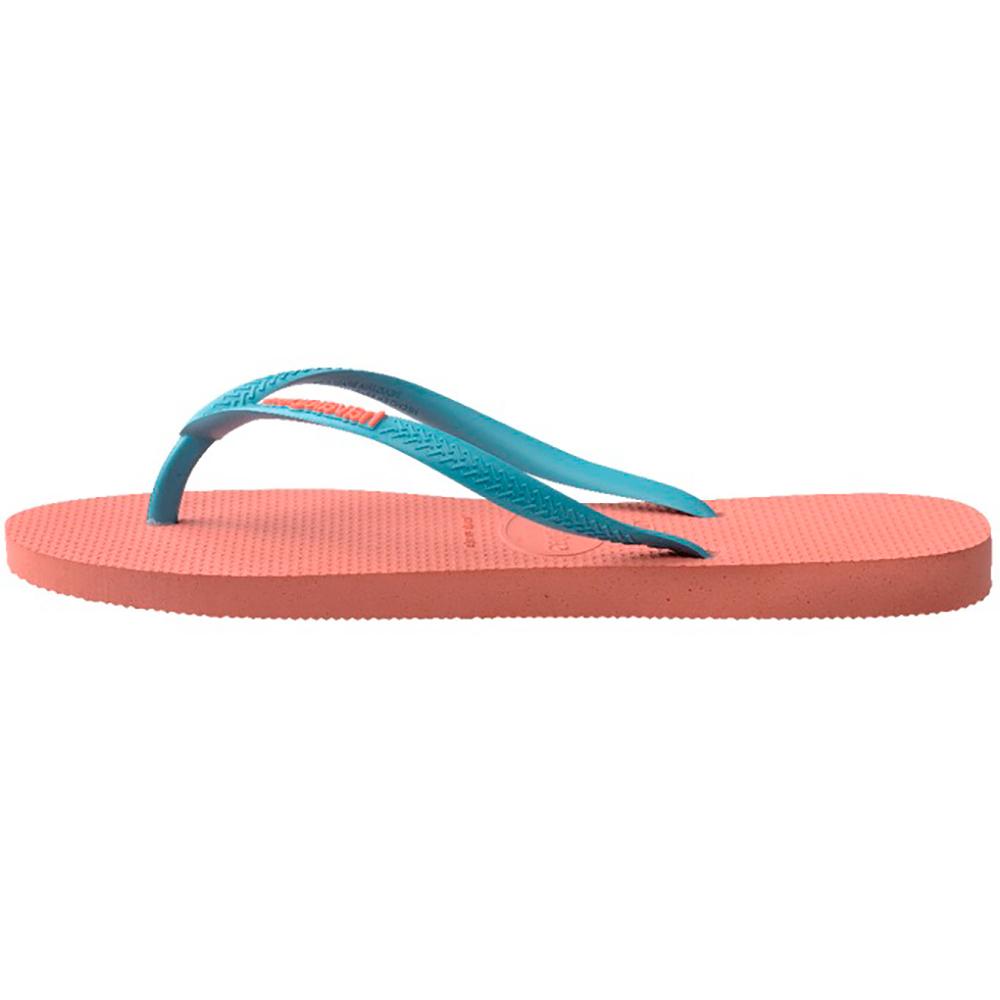 Havaianas Kids Slim Rubber Logo - Peach Rose (view 4)