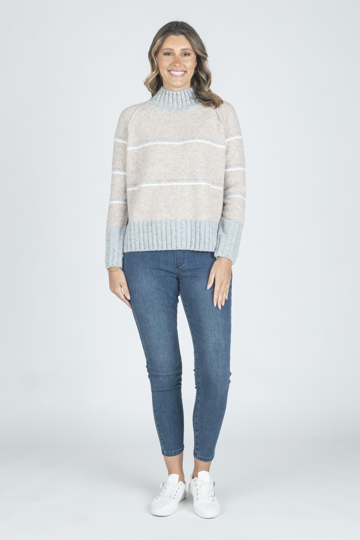 Renoma Colourblock Pullover in oat
