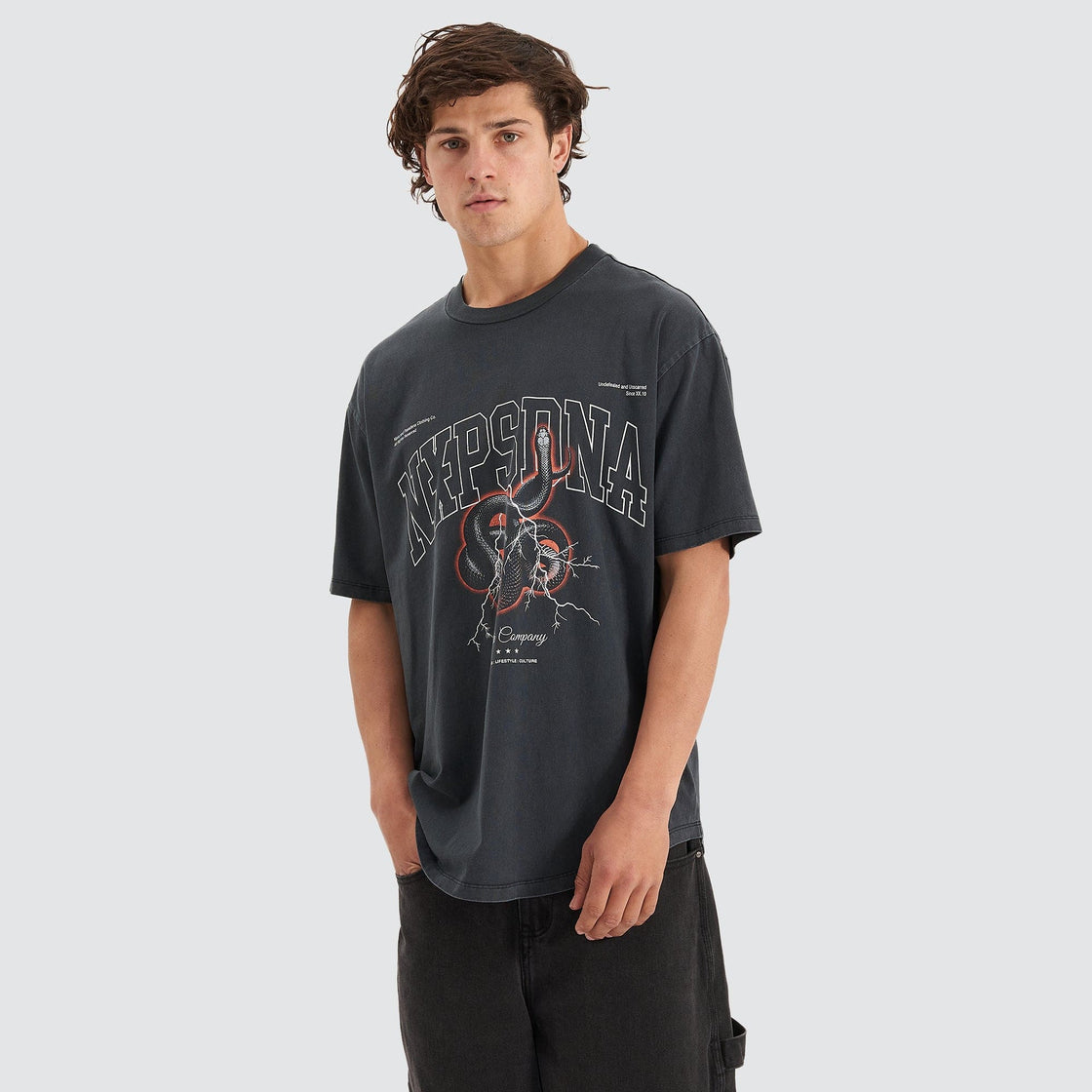 Contorted Heavy Box Fit Scoop Tee - Pigment Anthracite Black