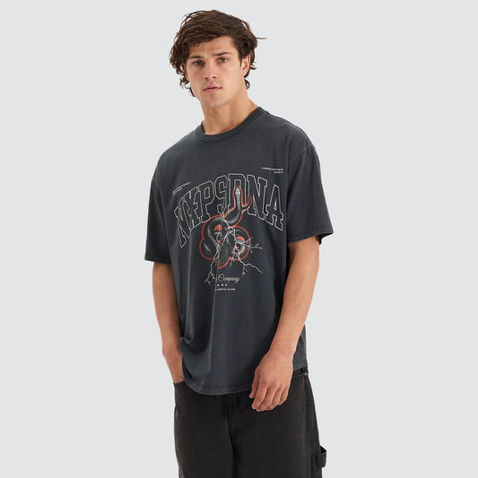Contorted Heavy Box Fit Scoop Tee - Pigment Anthracite Black