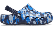 Crocs Kids Baya Printed Clog Navy, charm/top view