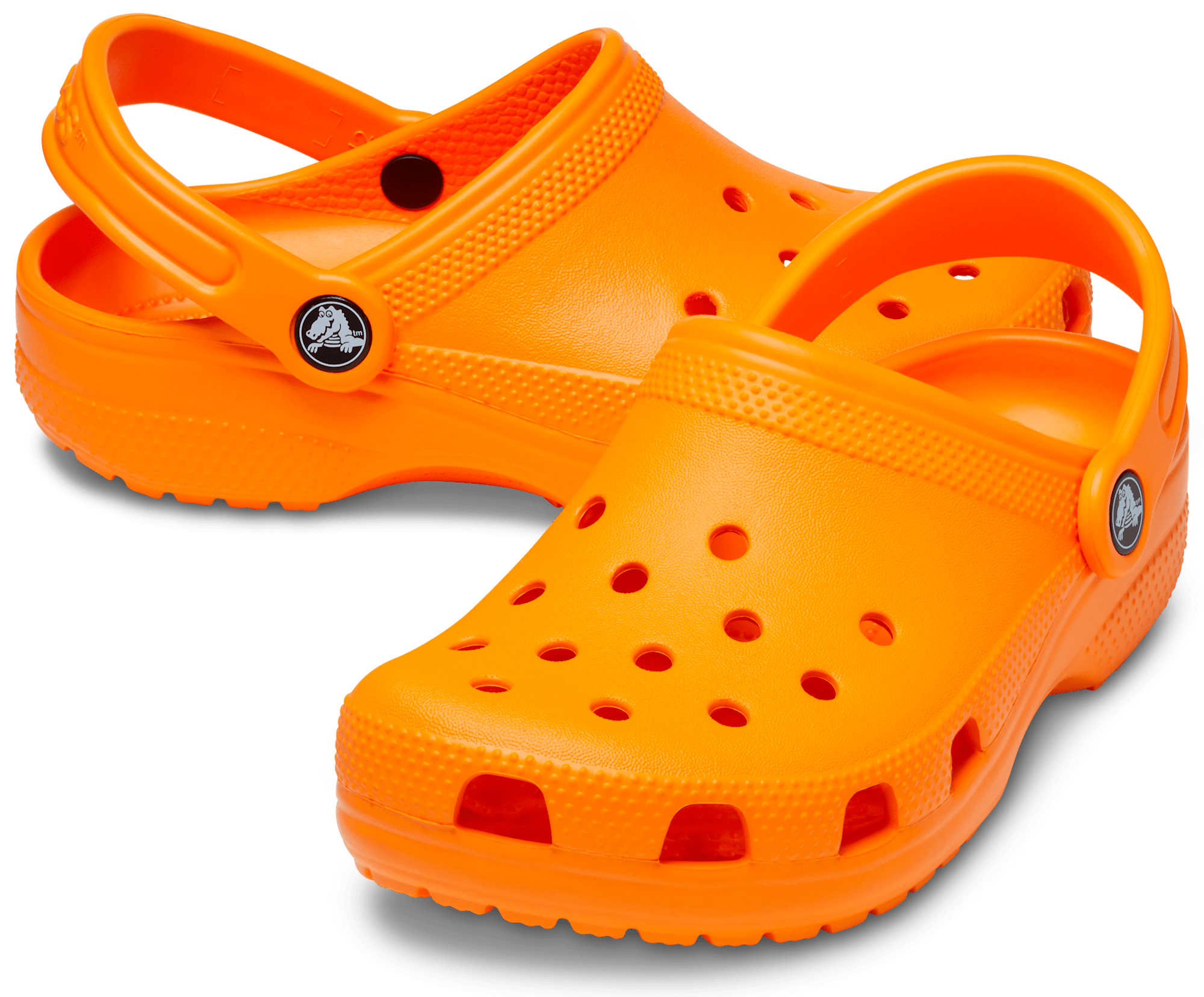 Crocs Toddler Classic Clog Orange Zing - pair angled view