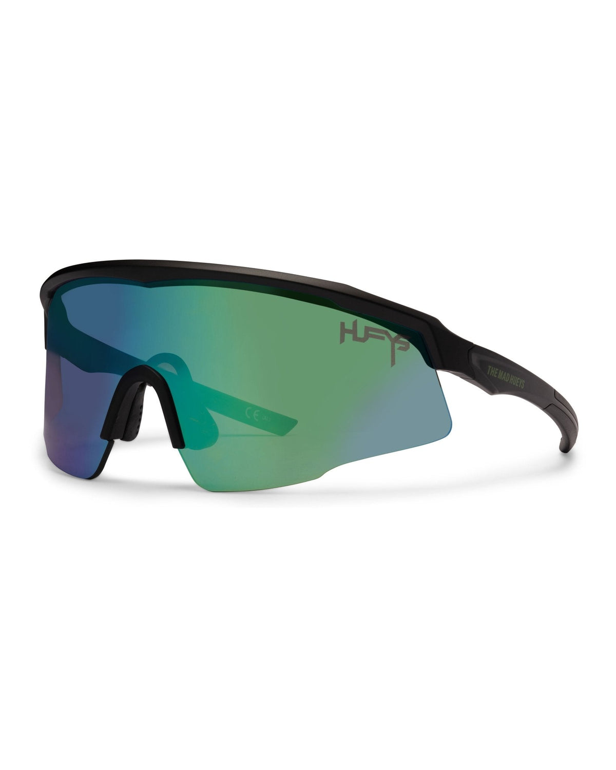 Liive Dose shield sunglasses in matt black with green mirror lens