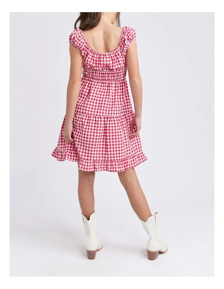 Eve Girl Elsa Gingham Dress in red - side