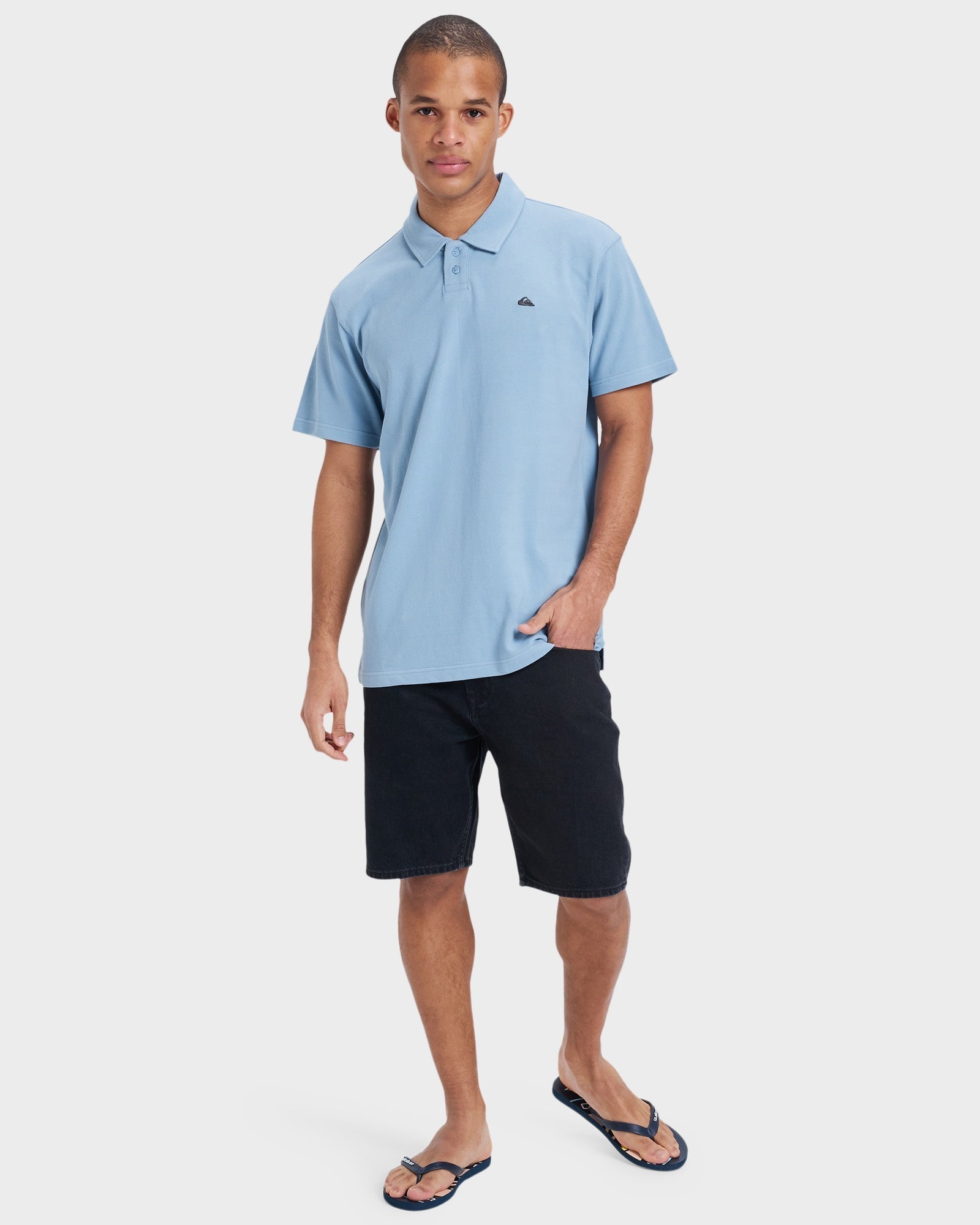 Quiksilver Pique Polo in Ashley Blue - flat