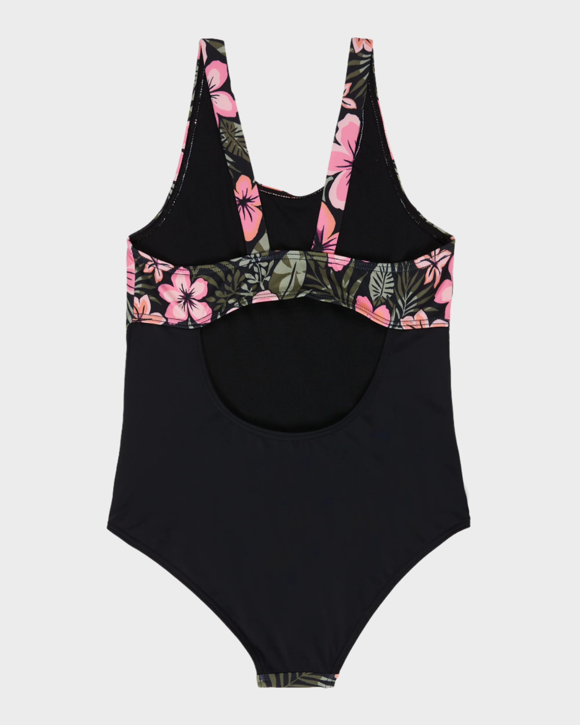 Roxy Girls Active Floral One Piece Swimsuit in Anthracite Fearless Floral - back