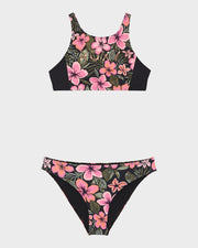 Active Floral Girls Crop Top Set - Anthracite Fearless Floral - Catani Clothing