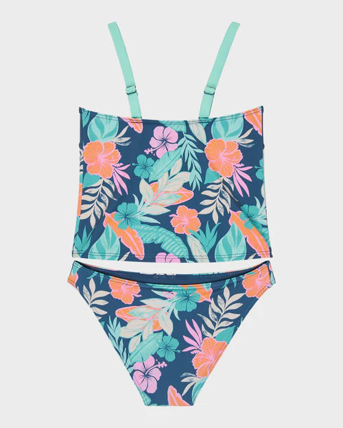 Active Floral Tankini Set - Vintage Indigo Tropical Advent