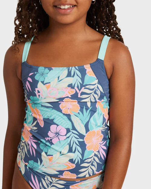 Active Floral Tankini Set - Vintage Indigo Tropical Advent
