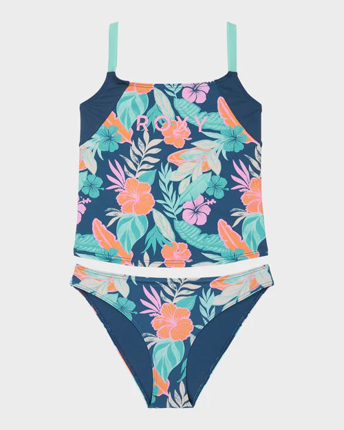 Active Floral Tankini Set - Vintage Indigo Tropical Advent