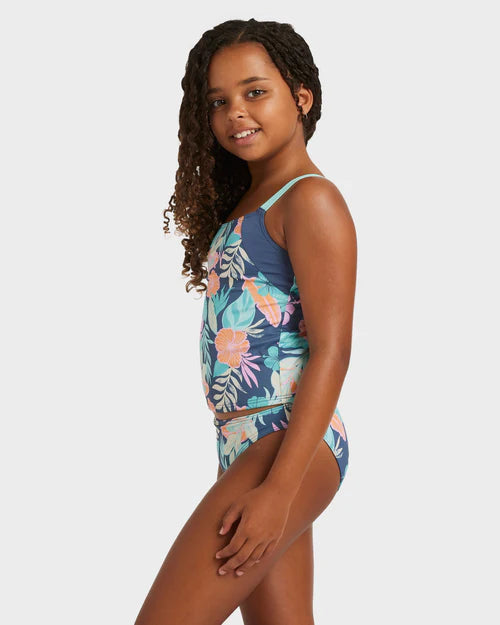 Active Floral Tankini Set - Vintage Indigo Tropical Advent