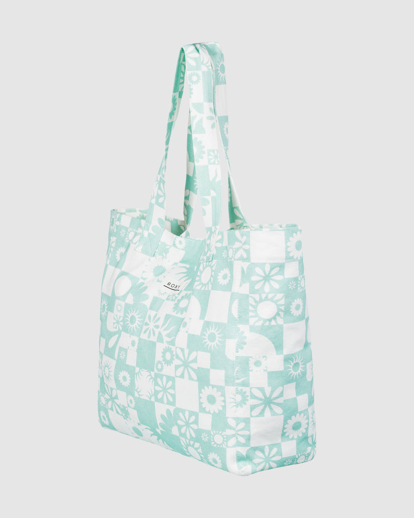 Anti Bad Vibes Printed Tote - Beach Glass Beach Bum Check