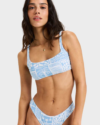 Flowers Wave Bralette - Sky Blue Surfenirs